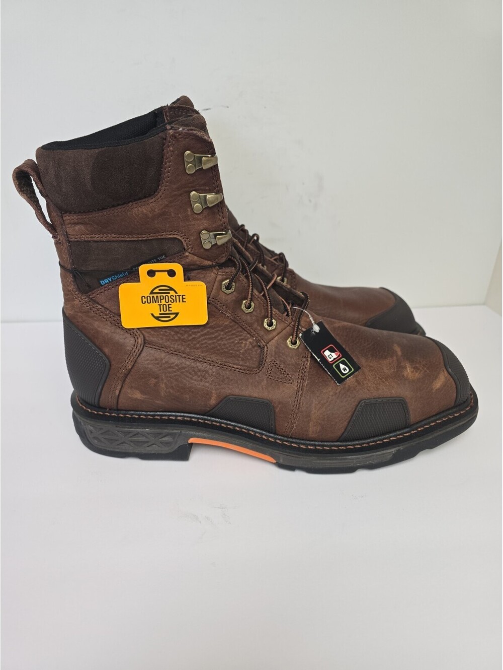 Ariat Men's OverDrive 8" Wide Square Composite Toe Waterproof Boot Brown 11.5 EE - Picture 6 of 8